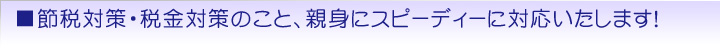 節税対策・税金対策のこと、親身にスピーディーに対応いたします!